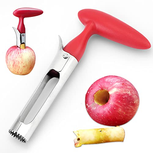 Bibetter Good Grips Apfelentkerner Kirschroter Griff mit gezackter Klinge Perfektes Werkzeug für Birnen- und andere Früchte-Kernentferner