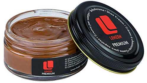 Lenzen Premium Cirage à Chaussures I Crème Nourrissante pour Cuir Lisse et Grainé (Marron Clair)