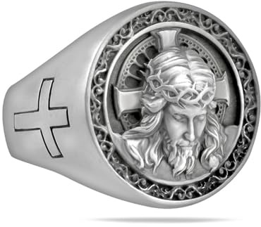 silverzone77 Jesus Ringe Sterling Silber 925 Kreuz Gottes Sohn Religiös Schmuck Handgefertigt