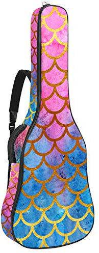 Gitarren-Gigbag, wasserdicht, Reißverschluss, weicher Gitarren-Rucksack, Bassgitarre, Akustik- und klassische Folk-Gitarren-Tasche, Pink / Blau