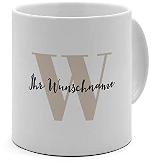 printplanet - Personalisierte XL-Kaffee-Tasse mit Namen - Design: Buchstaben Initialen klassisch - Namenstasse, Riesen-Kaffeebecher