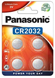 Panasonic CR2032 Lithium-Knopfzelle, 3 V, 225 mAh, 4 Stück