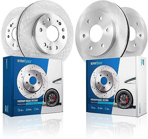 Detroit Axle - Brake Rotors for Silverado Suburban Sierra Yukon XL 1500 Chevy Avalanche Tahoe GMC Cadillac Escalade ESV EXT, Front and Rear Disc Brake Rotors Replacement : 12.99'' inch Front Rotor