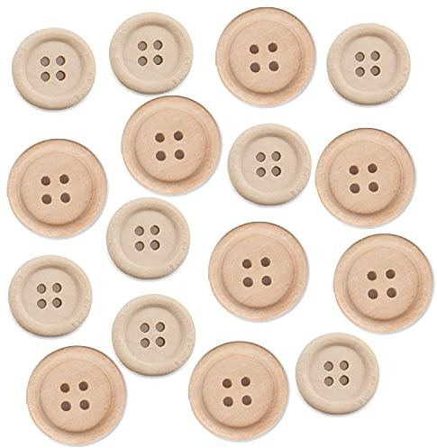Holzknöpfe natur I 150 Stück I 18mm + 25mm I naturbelassen I 4 Löcher