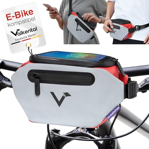 Valkental® x KLICKfix® - 3in1 Fahrradtasche Lenker | Vollreflektierend & Wasserfest - Geeignet als Lenkertasche & Bauchtasche | 4L Volumen | Für Fahrrad & E-Bike