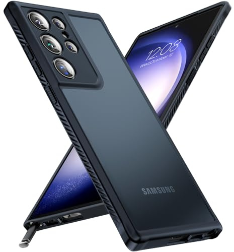 TOCOL für Samsung Galaxy S23 Ultra Hülle, [Vollständiger Kameraschutz] [Schutz in Militärqualität] Stoßfest Handyhülle für S23 Ultra 5G Schutzhülle 6.8 Zoll, Schwarz