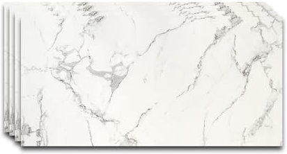 IZODEKOR Rivestimento Murale Aspetto Marmo - 4x pannelli - Alternativa alle Piastrelle del Bagno/della Cucina, Pannelli per Pareti Doccia, Pannelli per Pareti Posteriori della Cucina | Carrara