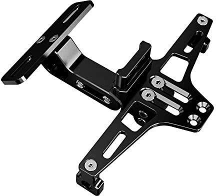 Shkalacar Motorrad Kennzeichenhalter, Verstellbarer Kennzeichenhalterung mit LED Leuchten, Universal Halterung(Schwarz)