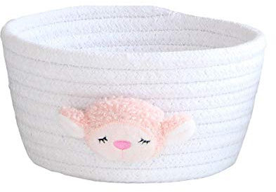 2er Set Aufbewahrungskorb Geflochten Baumwollseil,Kleine Süße Korb Aufbewahrung Körbchen Geflochten Aufbewahrungsbox Aufbewahrung Organizer Für Regale Schränke Baby Schlafzimmer -rosa Schafe