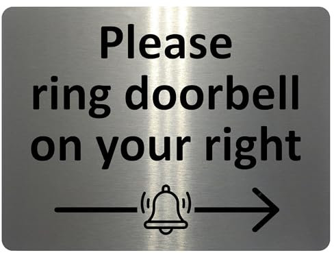 2197 Please ring doorbell on your right Metal Aluminium Plaque Sign (85x54mm Credit Card Size, Brushed Silver)