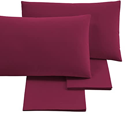 Puraluna CUORE - Completo Letto Matrimoniale | set di lenzuola | MADE IN ITALY | sotto con angoli (Bordeaux, Matrimoniale)