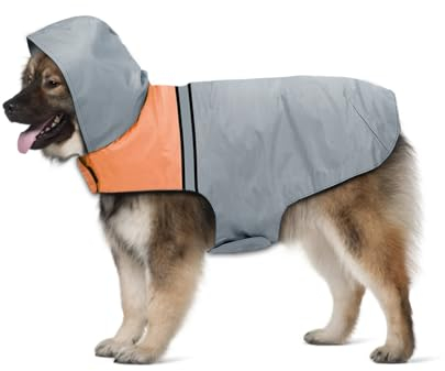 Wasserdichter Regenjacken Leicht Winddicht, Hunderegenmantel mit Sicheren Reflexstreifen, Wasserdichter Regenmantel mit Kapuze für kleine mittelgroße und große Hunde (M)