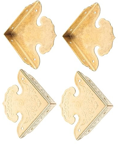 HEMOTON 4stücke Teiliges Messing Eckenschutz Holzkisten Vintage Metall Schutzecken Langlebige Box Safety Guard Für Schmuckkästen Küchenschränke Und Möbel Dekorative Retro Eckenleiste