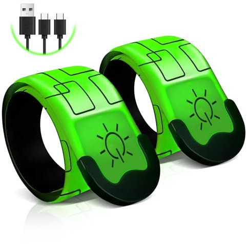 Xeiophoy Rechargeable LED Armband, 2PCS High Visibility Running Gear for Night Safety, Running Lights for Runners, LED Bracelets for Night Walking, Cycling, Light up Bracelets for Men Women Kids
