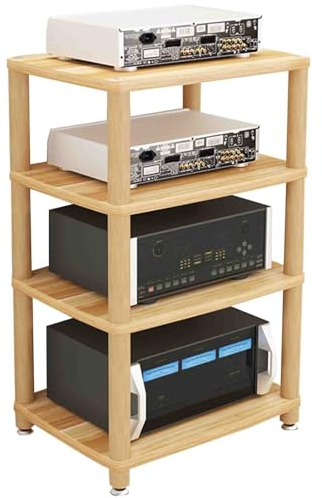 Professionelles Verstärker-Rack HiFi-Lautsprecherschrank Multifunktionales Massivholz-Mehrschicht-Audiokabinett Verletzt den Boden Nicht Gute Wärmeableitung (Color : Log Colour, S : 4st Floor)