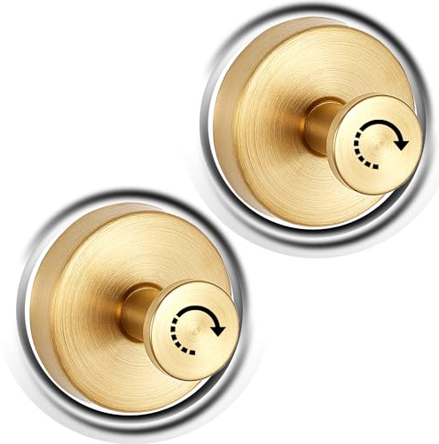 lifeicomall Saugnapf-Haken, Vakuum-Saugnapfhaken, wasserdicht, abnehmbar und wiederverwendbar, selbstklebende Saugnapfhaken für Badezimmer, Küche (Gold 2 Stück) (Gold 2)