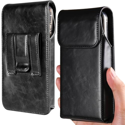 Miimall Handytasche Kompatibel mit Samsung S25 Serie iPhone 17 16e 16 15 Pro Plus Air Pro Max Gürteltasche+Gürtelclip, Premium Ledertasche Hülle für Samsung S25 S24 S23 Plus Ultra-Schwarz