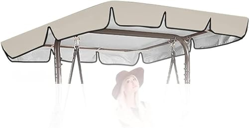 KEuLen Swing Chair Canopy Replacement, Garden Swing Seat Replacement Canopy Swing Replacement Oxford Cloth Canopy Outdoor Patio Swing Seat Cover(Beige,195x125x15cm)