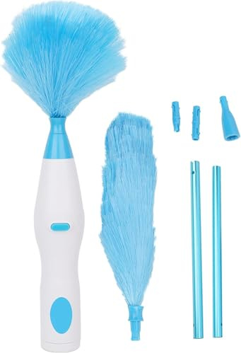 Spolverino Elettrico Pieghevole a 180°, Spolverino Elettrico Senza Fili per Pulire casa, cucina, bagno, piastrelle, ufficio, Auto. Spin Duster, Con Manico Estensibile, Strumento per Mobili