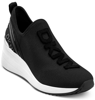 DKNY Women's Keeva Slip On Wedge Sneaker Shoes, Black, 6.5