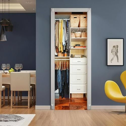 3D Door Stickers for Interior Doors Dressing Room Door Decals Wardrobe Door Mural Self Adhesive Door Wallpaper Wall Murals for Bedrooms Living Room Home Decor 77x200 cm a7043