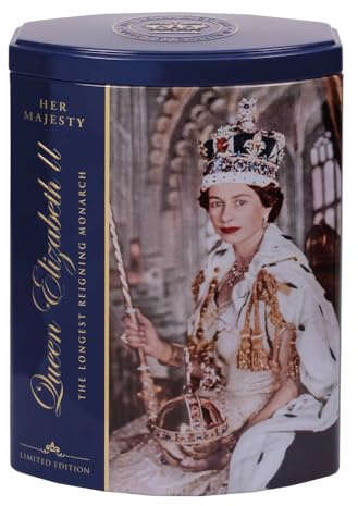 Ahmad Tea London Tea Caddies | Queen Blue Caddy | English Breakfast Tea | London Souvenir Tea Gift | 40 Teabags