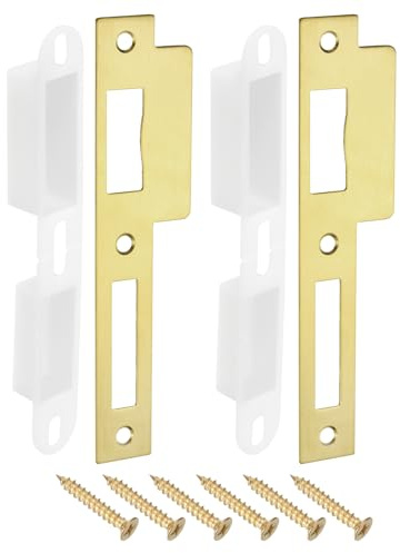 QUARKZMAN 2 Juegos de Placa de Golpe de Puerta, 40mm x 170mm Placa de Golpe de Cerradura de Perno Muerto de Acero Inoxidable para Refuerzo de Marco de Puerta y Jamba de Puerta, Dorado