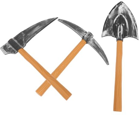 WESIEVYA Zwergenkostüm 3 Stück Requisiten Mit Gefälschter Spitzhacke Sense Und Schaufel Für Bühnenauftritte Karneval Und Rollenspiele