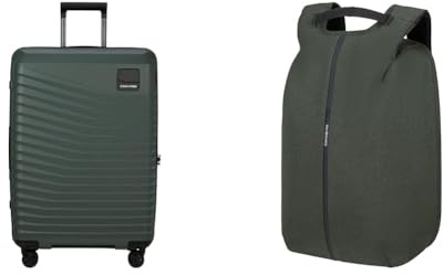 Samsonite Intuo & Securipak - Erweiterbarer Koffer, 69 cm, 79/87 L & Laptop Rucksack 15,6, 44 cm, 17 L - Sicheres & Stilvolles Reise-Set - Grün