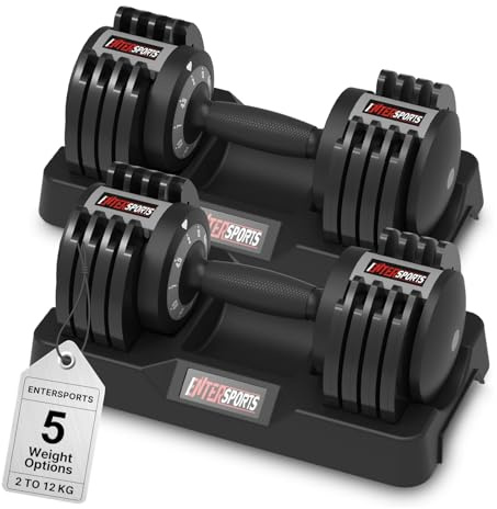 EnterSports 10kg/12kg/18kg/20kg/27kg/40kg Verstellbare Hanteln Einstellbare Platzsparende Hantel, Hanteln mit rutschfestem Griff,Gut für Zuhause, Büro, Fitnessstudio, Körpertraining