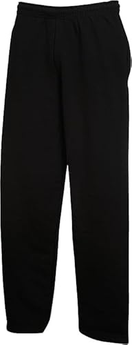 INSAFIANS Kids Boys Girls Fleece Jog Pants – School PE Jogging Bottoms Unisex Open Hem Sports Trousers (BLK 11-12)