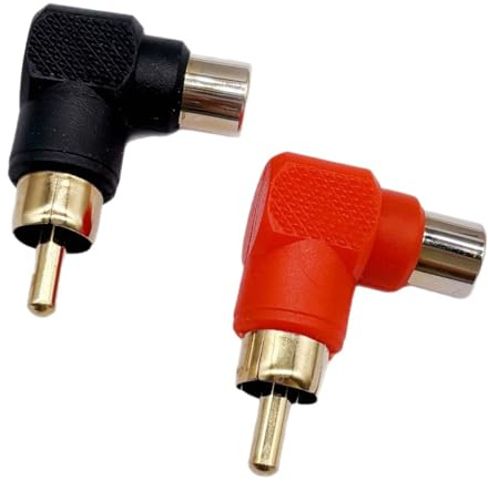 Lzzvibo RCA Male to RCA Female Connectors Right Angle Plug Adapters Male to Female M/F 90 Degree Elbow Gold-Plated (5Black + 5Red)