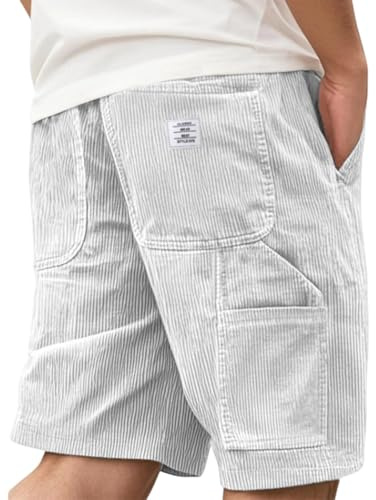 DENGJIAMY Pantaloncini da uomo in velluto a coste tinta unita casual corti alla moda con elastico in vita pantaloni con coulisse Plus Size Summer Classic Basic Pants per uomo