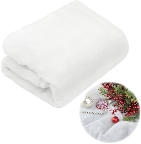 Cfythyab Artificial Fake Snow Blanket 80x300cm, Soft White Snow Sheet for Christmas Decorations, Winter Wonderland Display, Santa’s Grotto & Xmas Nativity – Fluffy Snow Blanket for Tree & Table Decor