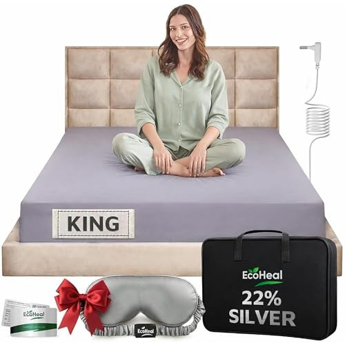 Luxury Grounding Sheets King 22% Silver Fiber, 74% Cotton, 4% Silk, Quality Certified Grounded Well Bed Sheet - Conductive Earth Fitted Sheet for Better Sleep, Grey