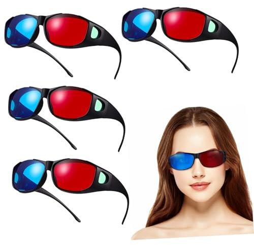 UKCOCO Occhiali 3d Per Cinema 5 Pezzi in Plastica Leggera Rosso e Blu Lenti Anaglifiche Per Film a Casa e Proiettore