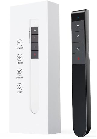 Presentatore wireless in confezione da 2, Clicker per presentazioni con ricarica USB e telecomando Clicker per presentatore ricaricabile dal design ergonomico per aula (Nera)