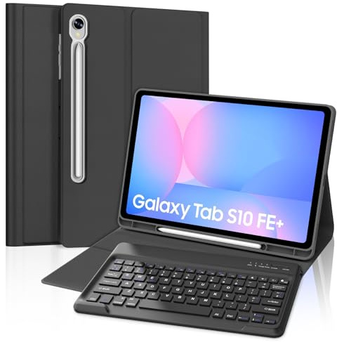 FOGARI Keyboard for Samsung Galaxy Tab S10 FE Plus 2025 13.1 inch, Case for Samsung Galaxy Tab S10 FE Plus/S10 FE+ 13.1, Magnetic Detachable Bluetooth UK Layout Keyboard Cover, Black