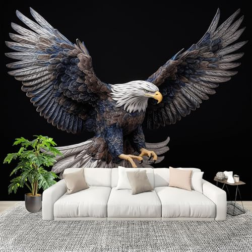 Papel Tapiz Fotográfico 250x175cm Animales TemáTica Del áGuila 3D Murales Póster Moderna Fotomurales Negro Para Cuarto de Niño Salón Dormitorio Oficina Decorar