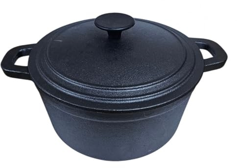 Reldor Pre-Seasoned Cast Iron Casserole with Lid – Heavy Duty Oven Pot for Slow Cooking, Baking, Roasting & Serving | Compatible with Gas, Induction & Oven | Even Heat Retention (26CM)