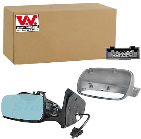 VAN WEZEL Außenspiegel links (Fahrerseite) asphärisch 5888817 links, blau | Kompatibel mit: VW BORA I, BORA Variant, GOLF IV, GOLF IV Variant