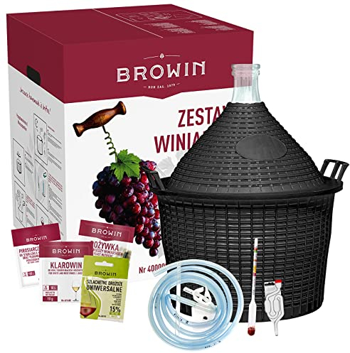 Set de principiantes para hacer vino de forma casera, garrafa de fermentación de 15 l en cesta