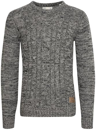 Solid Philemon Maglione in Maglia Grossa Pullover Maglieria da Uomo con Girocollo in Cotone 100%, Taglia:XL, Colore:Black (9000)