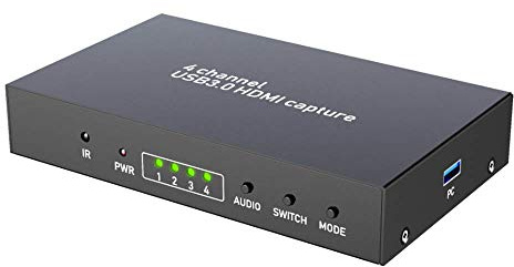 Y&H 4-Kanal-HDMI-Videoaufnahmegerät USB3.0 1080P 60fps Videoaufnahme und Live-Streaming,integrierter Multi-Viewer und Bildschirmschalter,für PS4,Nintendo Switch,Überwachungskamera,Videokonferenz usw