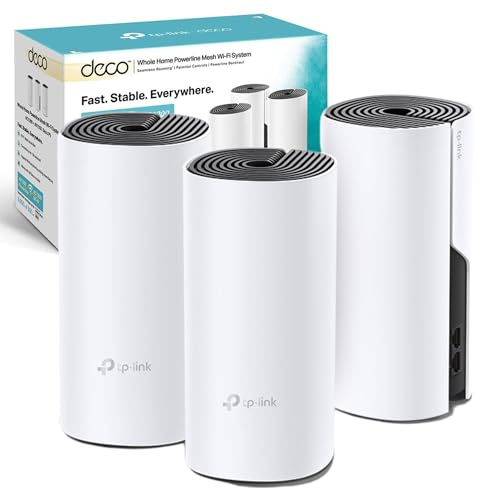 TP-LINK Deco P9 Whole Home Powerline Mesh Wi-Fi System, Up To 6000 Sq ft coverage, Thick Wall, Works with Amazon Echo/Alexa, Wi-Fi Booster, Parental Controls, Pack of 3 (Renewed)