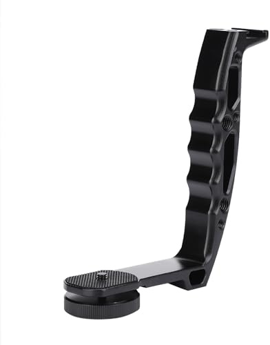 Yunir L-Shaped Gimbal Grip, Aluminum Alloy Camera Gimbal L Bracket Extended Single Handle Grip with 1/4in and 3/8in Thread, for ZHIYUN Crane 2 Ronin-S Gimbal