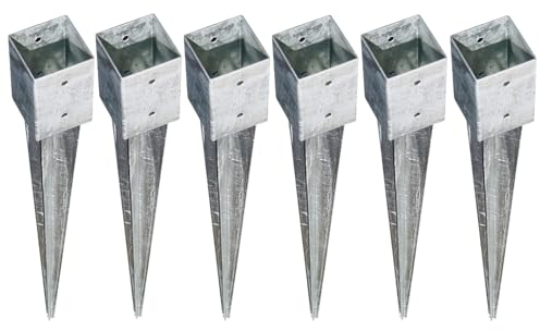6X Ground Sleeve Impact Ground Socket 7x7x75cm Protective Sleeve Post Anchors Zinc Plated