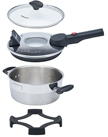 Remoska Dua Glas D51F/10-2l, 400 W, multifunktionell panna med glaslock, diskmaskinssäkra tillbehör, alla typer av spisar, även på induktionshällar