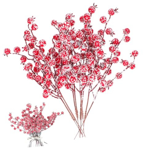 GALPADA 10stücke Teiliges Künstliche Rote Beeren Zweige Für Weihnachtsdekoration Langlebige Realistische Deko-Accessoires Für Hochzeiten Feste Schlafzimmer Und Mehr
