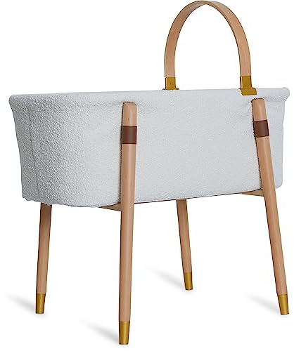 Baby Elegance Vola Stubenwagen Weiches Boucle-Babybett mit atmungsaktiver Matratze & Spielzeugstange | stabiles Neugeborenenen-Kinderbett aus Holz für stabilen Komfort | idealer Nachttisch für